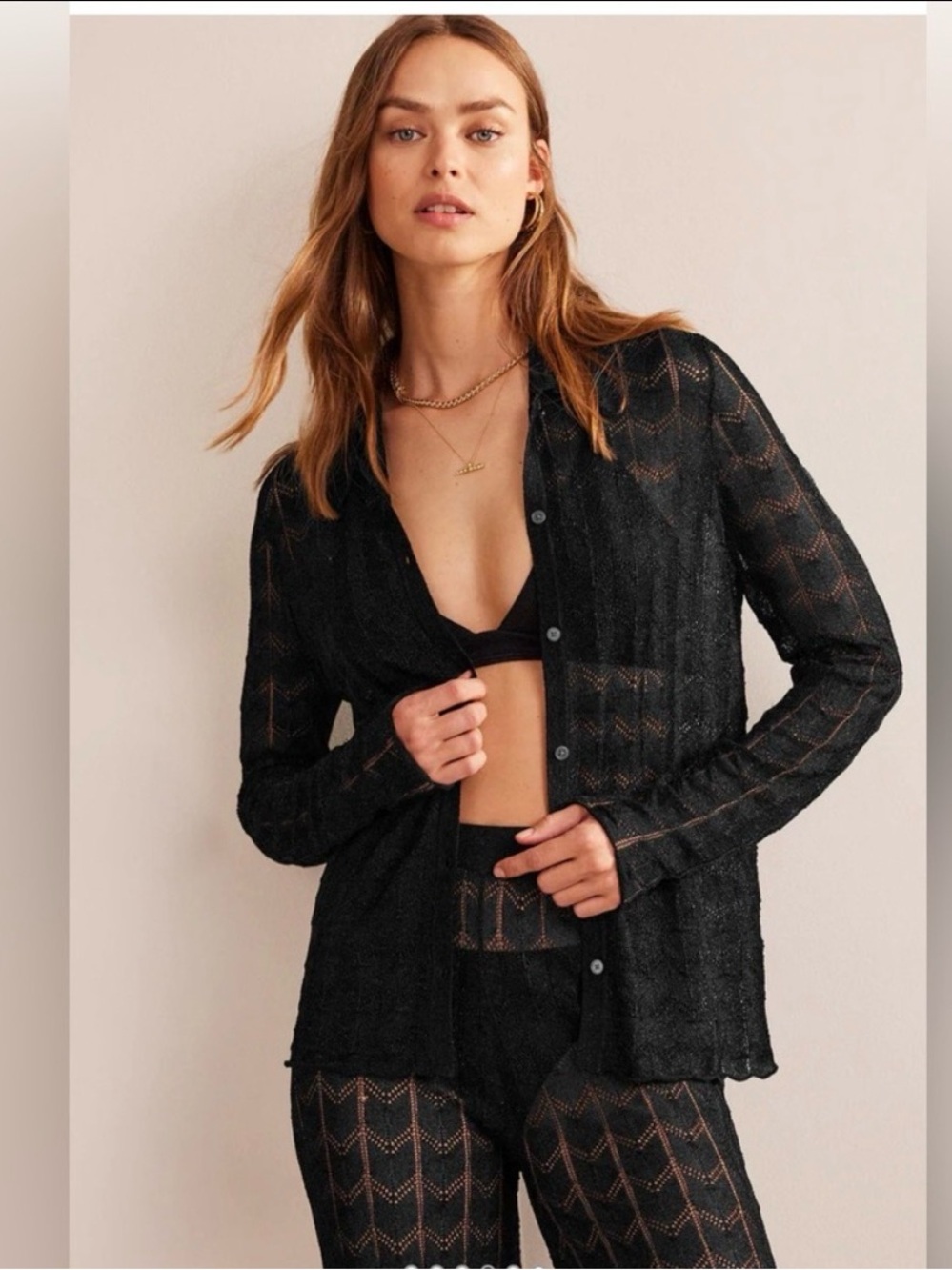 BODEN WOMENS BUTTON DOWN OPEN KNITTED BLACK METALLIC RELAXED FIT BEACH SHIRT XS